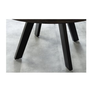 Table de salle à manger LODEN ronde 120 cm – Table industrielle en bois massif de manguier et métal