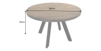 Table de salle à manger LODEN ronde 120 cm – Table industrielle en bois massif de manguier et métal