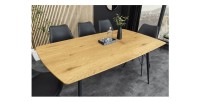 Table de salle à manger CALDERO 120 cm – Table contemporaine aspect chêne sauvage et métal