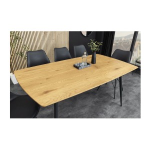 Table de salle à manger CALDERO 120 cm – Table contemporaine aspect chêne sauvage et métal