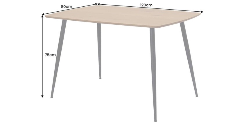Table de salle à manger CALDERO 120 cm – Table contemporaine aspect chêne sauvage et métal