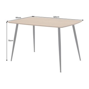 Table de salle à manger CALDERO 120 cm – Table contemporaine aspect chêne sauvage et métal