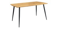 Table de salle à manger CALDERO 120 cm – Table contemporaine aspect chêne sauvage et métal