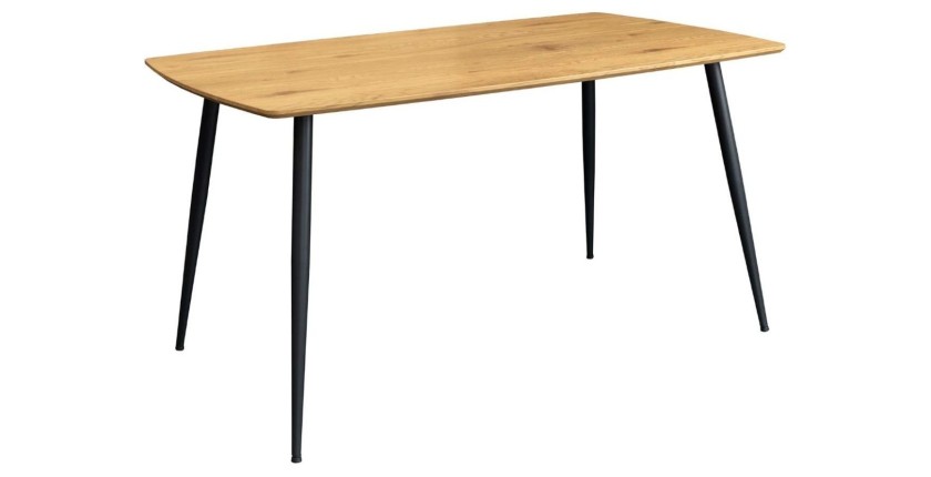 Table de salle à manger CALDERO 120 cm – Table contemporaine aspect chêne sauvage et métal