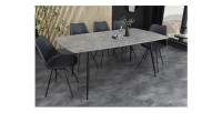 Table de salle à manger CALDERO 120 cm – Table contemporaine aspect pierre et métal