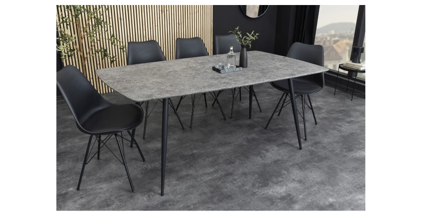 Table de salle à manger CALDERO 120 cm – Table contemporaine aspect pierre et métal