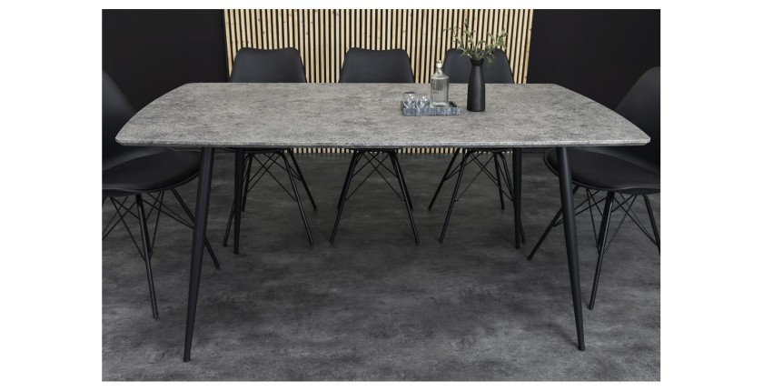 Table de salle à manger CALDERO 120 cm – Table contemporaine aspect pierre et métal