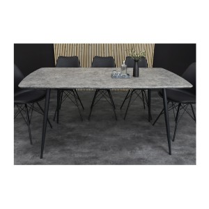 Table de salle à manger CALDERO 120 cm – Table contemporaine aspect pierre et métal