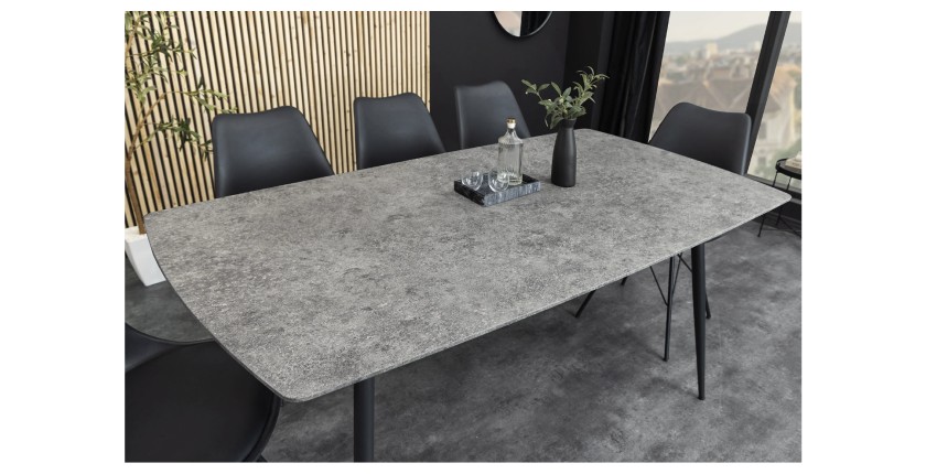 Table de salle à manger CALDERO 120 cm – Table contemporaine aspect pierre et métal