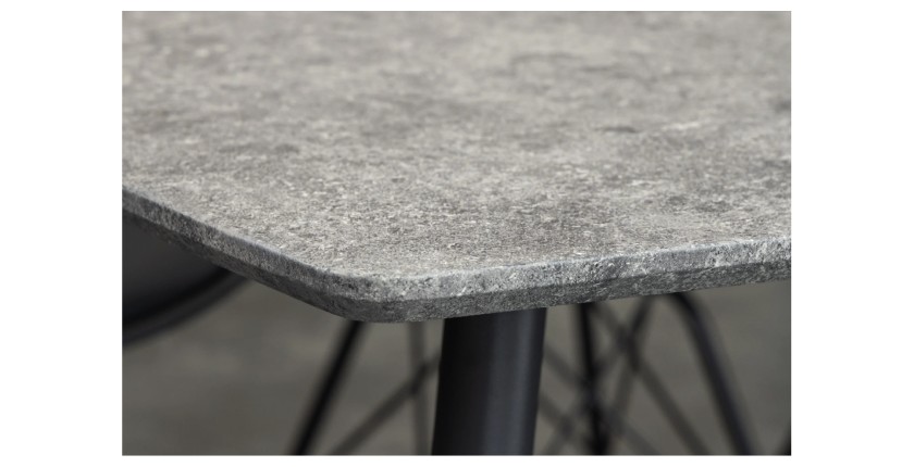 Table de salle à manger CALDERO 120 cm – Table contemporaine aspect pierre et métal
