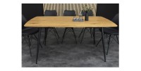 Table de salle à manger CALDERO 140 cm – Table contemporaine aspect chêne sauvage et métal