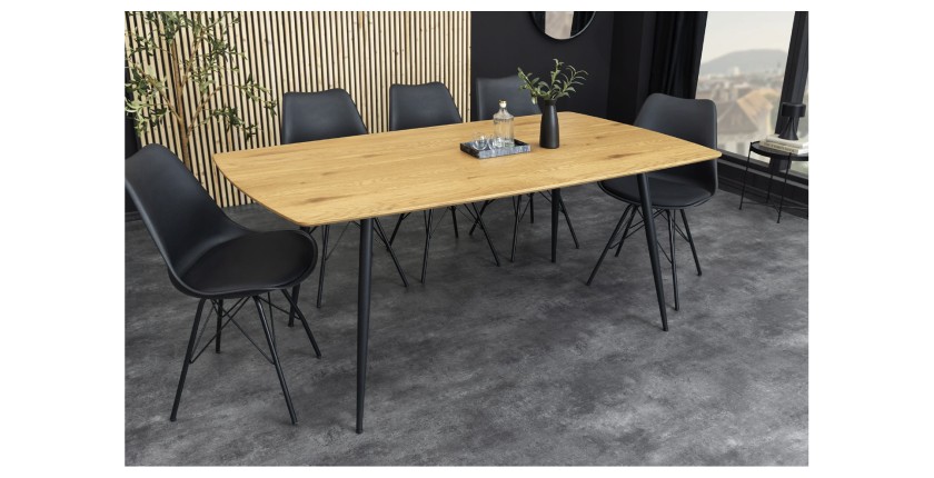 Table de salle à manger CALDERO 140 cm – Table contemporaine aspect chêne sauvage et métal