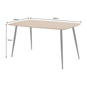 Table de salle à manger CALDERO 140 cm – Table contemporaine aspect chêne sauvage et métal