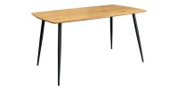Table de salle à manger CALDERO 140 cm – Table contemporaine aspect chêne sauvage et métal