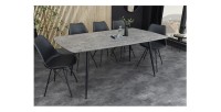 Table de salle à manger CALDERO 140 cm – Table contemporaine aspect pierre et métal