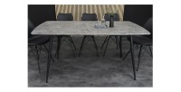 Table de salle à manger CALDERO 140 cm – Table contemporaine aspect pierre et métal