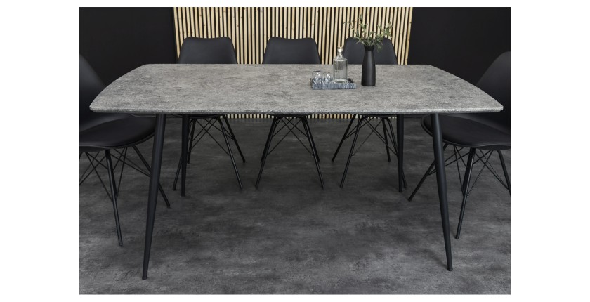 Table de salle à manger CALDERO 140 cm – Table contemporaine aspect pierre et métal