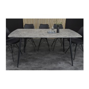 Table de salle à manger CALDERO 140 cm – Table contemporaine aspect pierre et métal