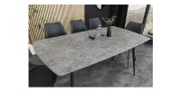 Table de salle à manger CALDERO 140 cm – Table contemporaine aspect pierre et métal