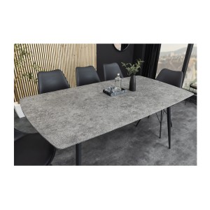 Table de salle à manger CALDERO 140 cm – Table contemporaine aspect pierre et métal