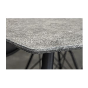 Table de salle à manger CALDERO 140 cm – Table contemporaine aspect pierre et métal