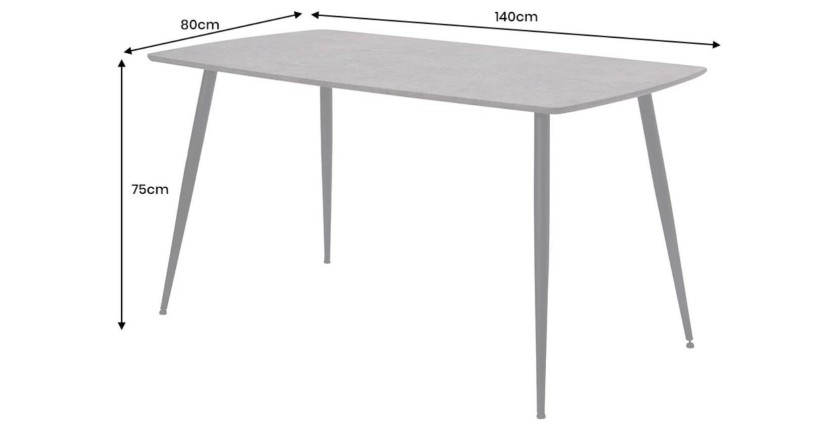 Table de salle à manger CALDERO 140 cm – Table contemporaine aspect pierre et métal