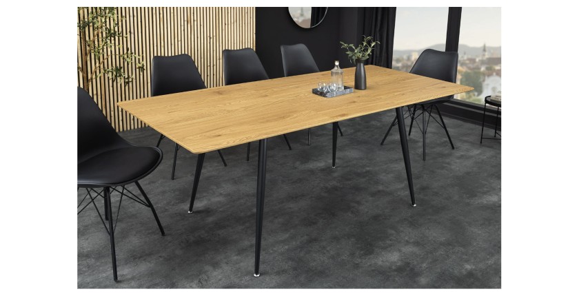 Table extensible CALDERO 120–160 cm – Table contemporaine aspect chêne sauvage et métal