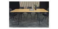 Table extensible CALDERO 120–160 cm – Table contemporaine aspect chêne sauvage et métal