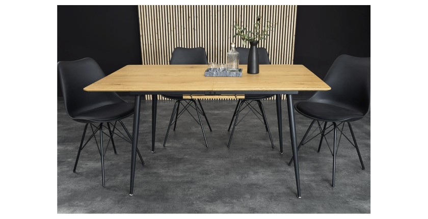 Table extensible CALDERO 120-160cm en chêne sauvage vu de face sans extension