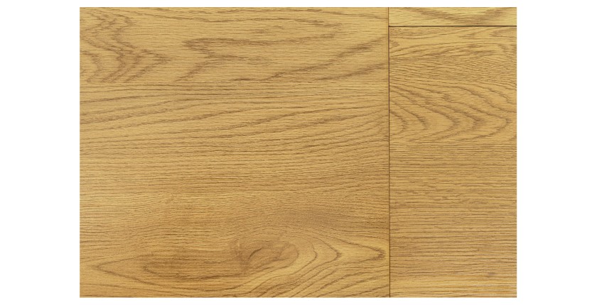 Table extensible CALDERO 120–160 cm – Table contemporaine aspect chêne sauvage et métal