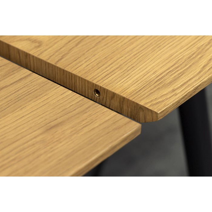 Zoom sur le système d'extension de la table extensible CALDERO 120-160cm en chêne sauvage