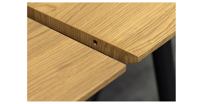 Zoom sur le système d'extension de la table extensible CALDERO 120-160cm en chêne sauvage