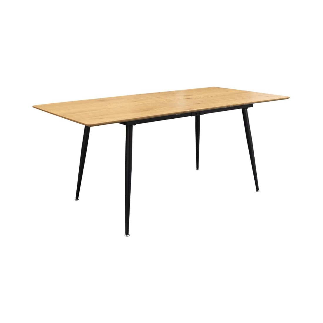 Table extensible CALDERO 120–160 cm – Table contemporaine aspect chêne sauvage et métal