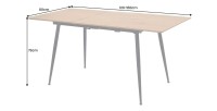 Table extensible CALDERO 120–160 cm – Table contemporaine aspect chêne sauvage et métal