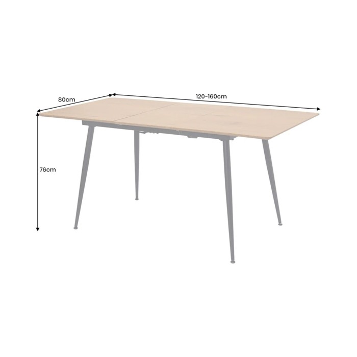 Dimensions de la table extensible CALDERO 120-160cm en chêne sauvage