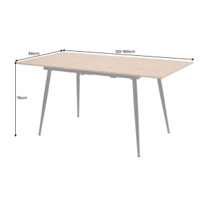 Dimensions de la table extensible CALDERO 120-160cm en chêne sauvage