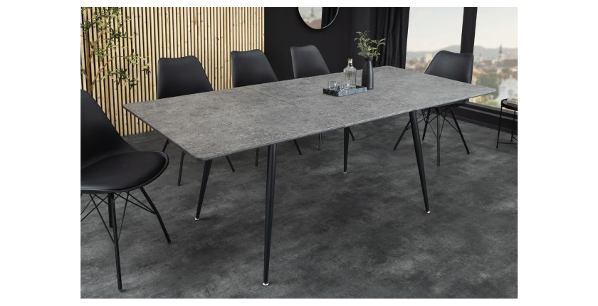 Table extensible CALDERO 120–160 cm – Table contemporaine aspect pierre et métal