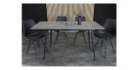 Table extensible CALDERO 120–160 cm – Table contemporaine aspect pierre et métal