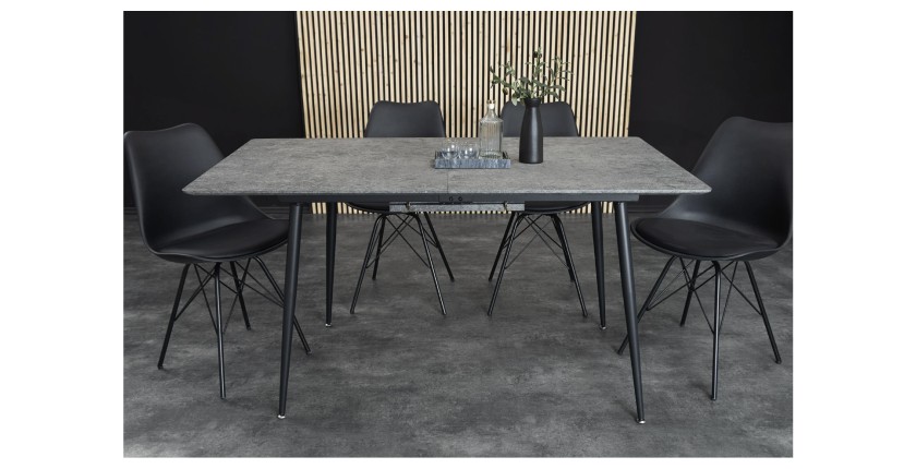 Table extensible 120-160cm CALDERO aspect pierre vu de face sans extension