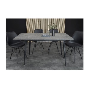 Table extensible 120-160cm CALDERO aspect pierre vu de face sans extension