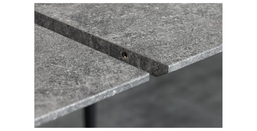 Zoom sur le système d'extension de la table extensible 120-160cm CALDERO aspect pierre