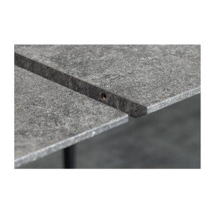 Table extensible CALDERO 120–160 cm – Table contemporaine aspect pierre et métal