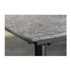 Table extensible CALDERO 120–160 cm – Table contemporaine aspect pierre et métal