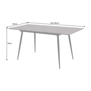 Dimensions de la table extensible 120-160cm CALDERO aspect pierre