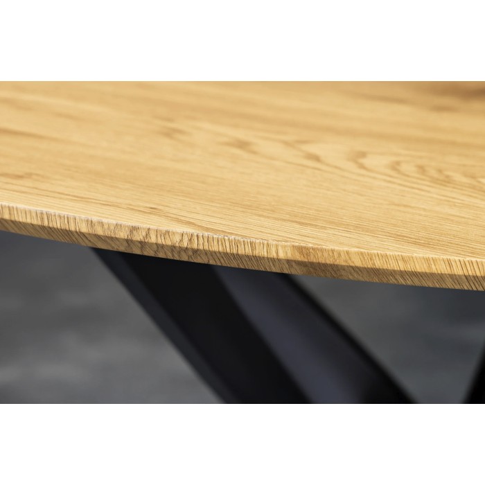 Mesa de comedor COURBAX redonda 120 cm – Mesa industrial aspecto roble salvaje y metal