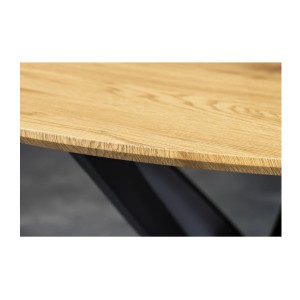 Table de salle à manger COURBAX ronde 120 cm – Table industrielle aspect chêne sauvage et métal