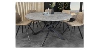 Table de salle à manger COURBAX ronde 120 cm – Table contemporaine aspect pierre et métal