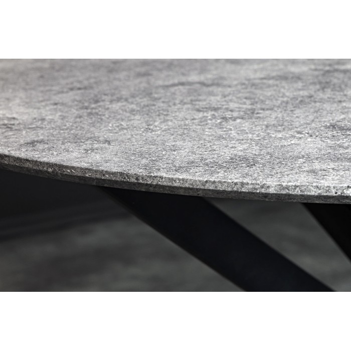 Mesa de comedor COURBAX redonda 120 cm – Mesa contemporánea de aspecto piedra y metal