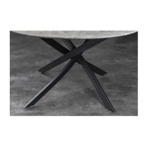 Table de salle à manger COURBAX ronde 120 cm – Table contemporaine aspect pierre et métal