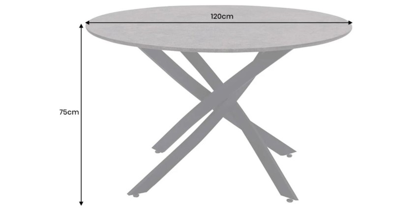 Table de salle à manger COURBAX ronde 120 cm – Table contemporaine aspect pierre et métal